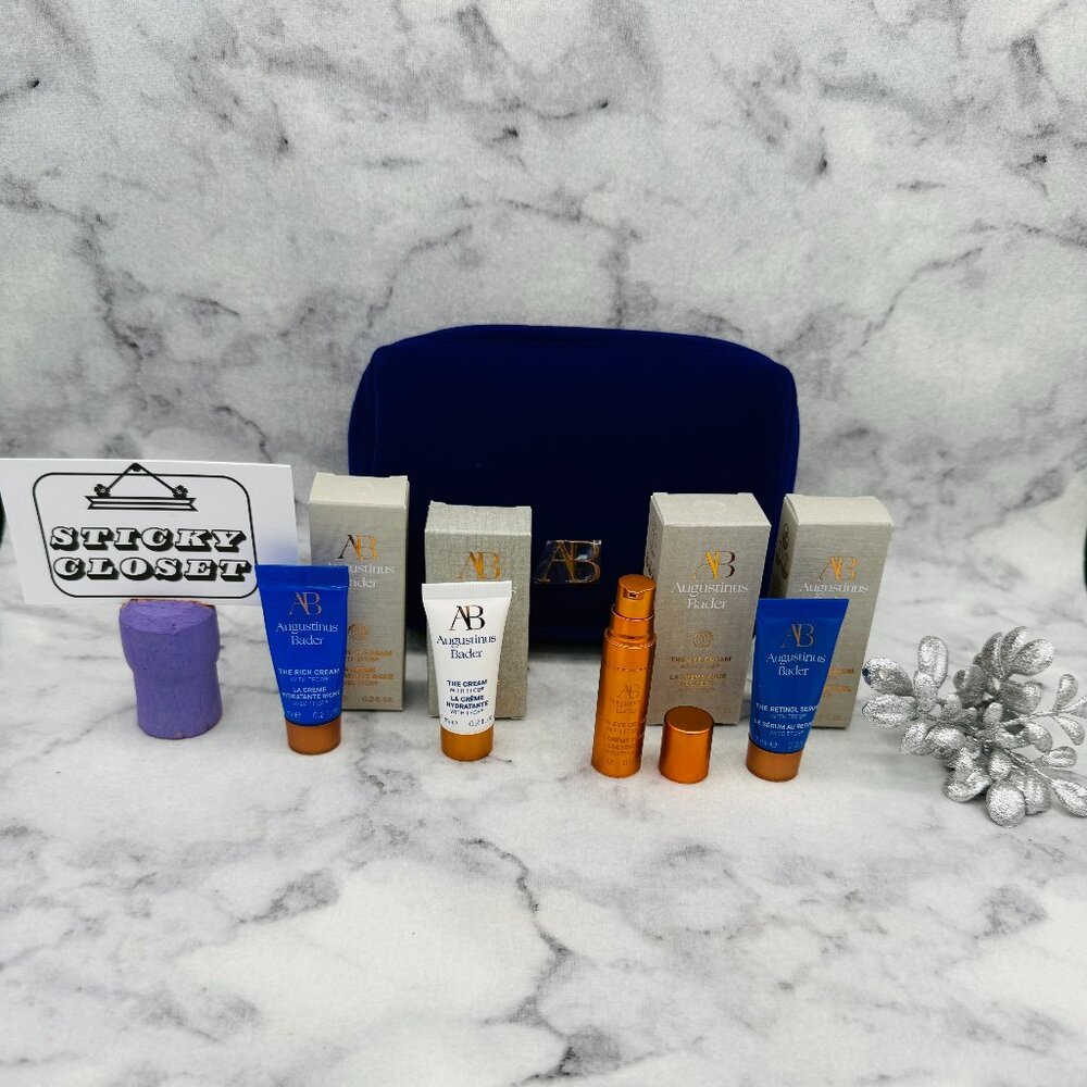 Augustinus Bader Skincare Set-Blue Bag,Retinol Serum,Eye&Rich Cream-5pc-BOXEDNEW